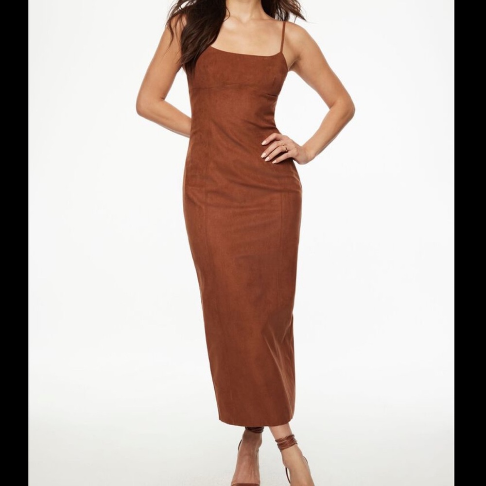 Dynamite Elegant Midi Dress - Size XXS - Brown - Euro Summer Look